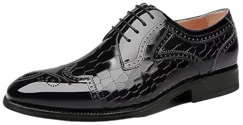 Skor högtidliga klänningar for män företag och bröllop, andningsbara Oxfordskor med snörning och halkfri sula(Black,40 EU)