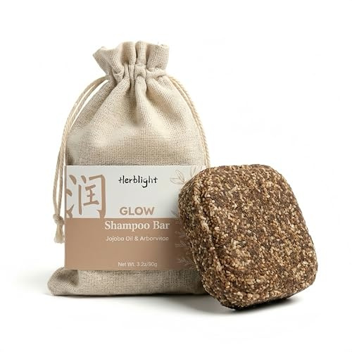 herblight Jojoba & Arborvitae Moisturizing Shampoo Bar for Dry, Damaged Hair - Amino Acid Gentle Cleansing Soap - Hydrating & Frizz Control Solid Shampoo with Vitamin B5 - Sulfate Free