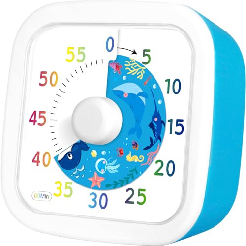 ZLPBAO Timer Vsivo Bambini da 60 Minuti, Timer per Conto Alla Rovescia Silenzioso di 60 Minuti per Bambini e Adulti