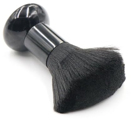 Mobestech Brosse à Cheveux Noire pour Barbier et Coiffeur, Plumeau de Cou Portable en Fibres Douces, Outil de Nettoyage des Cheveux Après Coupe, Accessoire Professionnel pour Salon et Usage