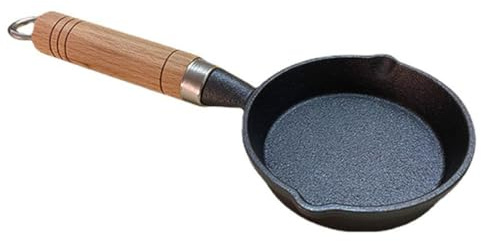 HOMSFOU Sartén para Cocinar Mini de Hierro Fundido 10 Cm Diámetro, Utensilio de Cocina Portátil para Panqueques, Apta para Llama Abierta, Distribución Uniforme del Calor, Adecuado