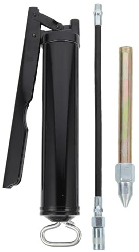 FUNOMOCYA Graisseur Manuel Haute Pression 400cc Noir en Acier Robuste Levier Long Ergonomique, Outil de Graissage Automobile pour Usage Intensif et Atelier, Pistolet à Graisse Précis