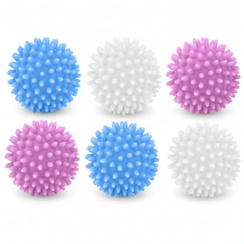 6 PCS Laundry Balls for Washing Machine, Reusable Dryer Balls for Laundry | Anti-Tangle Dryer Balls for Home Laundry & Dry Cleaning (Random Color, 6cm)