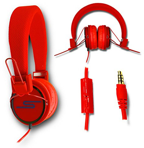 PH26 Casque Audio stéréo Rouge Extra-Bass Clear Sound avec Fonction Micro + télécommande pour Bouygues Telecom BS 351 by