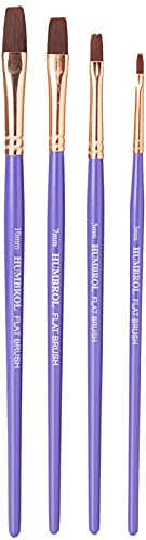 Humbrol Set di 4 Hubrol Confezione da 4 set di colori, viola, pennelli piatti da 3 mm, 5 mm, 7 mm, 10 mm, Flat Brushes size 3mm, 5mm, 7mm, 10mm Brush Pack, AG4305