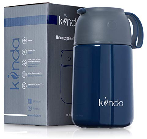 kiinda Thermobehälter Warmhaltebox 700ml BPA frei | Edelstahl Warmhaltebehälter Isolierbehälter Lunchbox für warme Speisen, Babynahrung, Suppe | thermos food flask (dunkelblau)