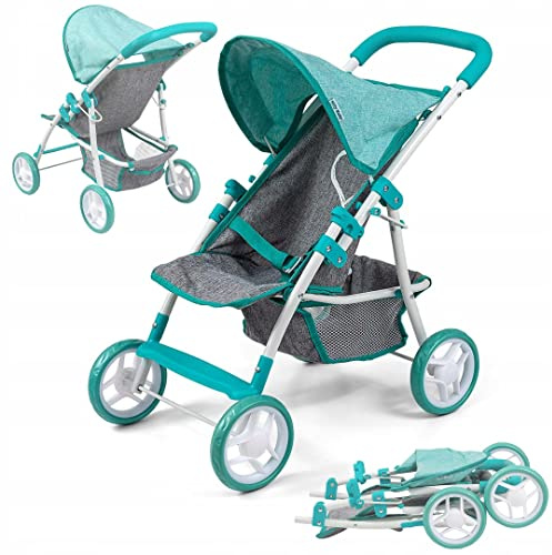 Milly Mally Natalie Landau poupées Pliable pour Les Filles à partir de 3 Ans avec Canopy Roues en Mousse Sangles Prestige Mint