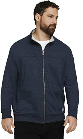 TOM TAILOR Herren 1024202 Plussize Sweatjacke Mit Stehkragen, 19024 - Sky Captain Blue White Melange, 3XL EU