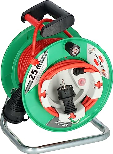 Brennenstuhl Garant G IP44 Gartenkabeltrommel (Kabeltrommel für Rasenmäher mit 23+2m Kabel in rot, Spezialkunststoff, vorübergehende und zeitlich begrenzte Verwendung im Freien, Made in Germany)