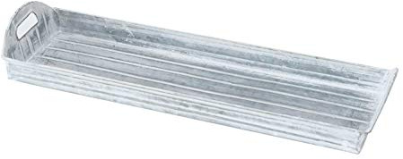 Serviertablett Dekotablett | Zink | Grau | Weiß | 40 x 12,5 cm