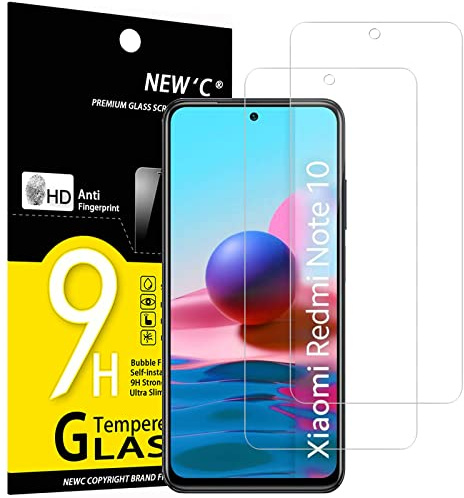 NEW'C Verre Trempé pour Xiaomi Redmi Note 10/Note 10 5G/POCO M5s | Lot de 2, HD Transparent, Dureté 9H, Anti-rayures, Sans bulles, Oléophobe, Tactile précis, Vitre Protection Écran