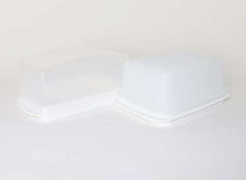 TUPPERWARE 1x C21 Butterschatz Butterdose, Weiss + Butterdose Junge Welle + Kugelschreiber