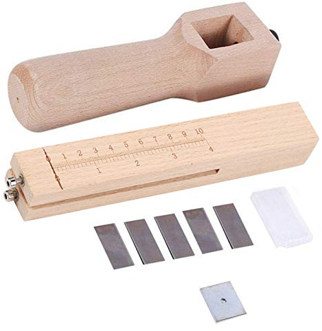 Acouto Cortador De Correa, Tira De Madera Ajustable Y Cortador De Correa De Correa, Herramienta De Corte Manual De Cuero para Manualidades con 5 Cuchillas para Manualidades, Joyería