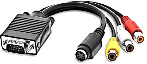 ezqnirk 1 unids 18 cm VGA Male a S-Video 3 RCA Jack RCA COMPOSITE AV TV OUT OUT ADAPTER CONVERTER Conector Cable de video Adecuado para PC portátil HDTV