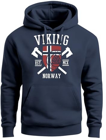 Neverless® Hoodie Herren Viking Norway Norwegen Flagge Wikinger nordisch Kapuzen-Pullover Männer Fashion Streetstyle