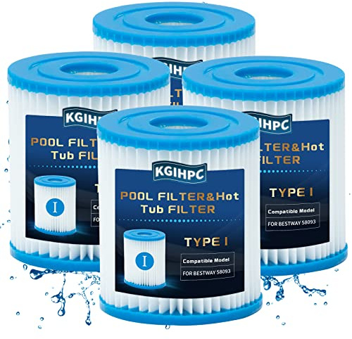 KGIHPC Typ I Pool-Filterkartusche kompatibel für Bestway, Filterkartusche für Whirlpool und Pools, Typ I, Spa-Filterpumpenkartusche, Ersatz, Poolfilter, universeller Ersatz (4 Stück)