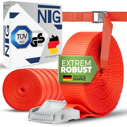NTG Zurrgurte mit Klemmschloss 25mm 6m - 10er Set Auto Fahrradträger | schnelle Sicherung Sackkarre und beim Umzug - hochwertige Verarbeitung - Spanngurte Zurrband 10 Stück Set