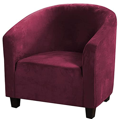 YOPOIY Velvet Sesselbezug, Abnehmbare Club Chair Schonbezug mit Elastischer Unterseite Weich Luxus Tub Club Stuhlbezüge Universal Sesselhusse -rot