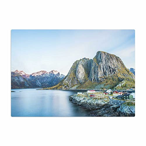 Vero Home 18593 Glas-Schneidebrett | Motiv Natur Fjord in Norwegen | rutschfest, kratzfest und lebensmittelecht | Maße: 39 x 29 cm