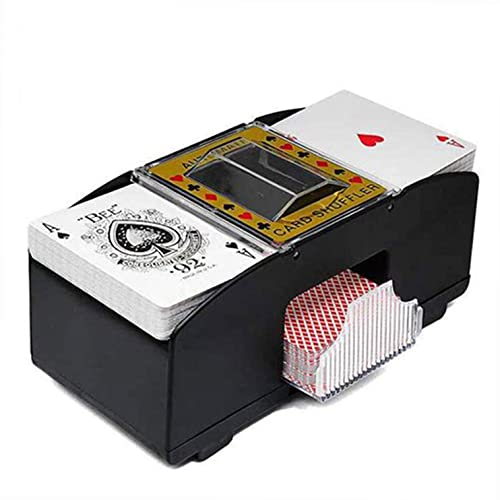 HUIOP Mélangeur de Cartes Automatique à 2 ponts Cartes à Jouer automatiques Jeux de mélangeur de mélangeur Distributeur de Machine de trieuse de Poker pour Les Voyages Fête de Noël à Piles