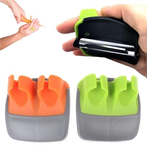 2 Finger Peelers for Kitchen, Palm Peeler for Carrots & Vegetable Peeler Set for Arthritis Aid - Stainless Steel Professional Potato Peeler, Quality Blade & Ergonomic Handle - Dishwasher Safe