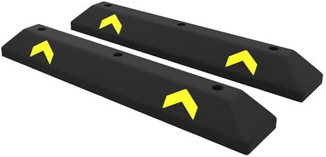 Set di 2 fermi per ruota di parcheggio, 90 cm, in PVC resistente, con riflettore giallo, blocco guida per parcheggi, garage commerciali e domestici (set da 2 pezzi)