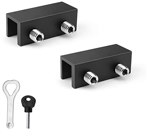 TIANLIN 2 Stück Fenstersicherung Kinder, Schwarzes Fensterschloss aus Aluminium, Verstellbar für 1-16mm Schiebetür und Fenster, mit 2 Schlüsseln