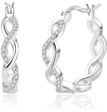 ASH'S CHOICE pendientes de aro de plata 925 para mujer, brillantes y corazones