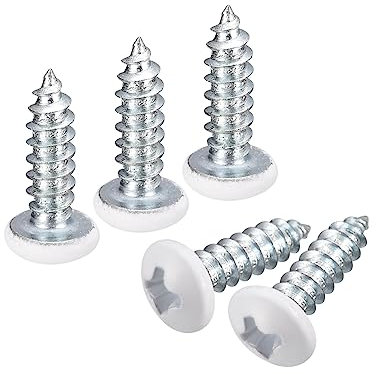 QUARKZMAN ST4x14mm Bianco Viti Autofilettanti Viti, 25pz Metallo Piatta Testa Croce Viti per Legno per Falegnameria Testa Piatta Phillips Universale