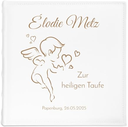 Maverton Fotoalbum zum Einstecken 10x15 cm - Einsteckalbum mit Aufdruck für 500 Fotos - Photo Album für Kind - personalisierte Geschenke zur Geburt Taufe Kommunion - 33x33cm