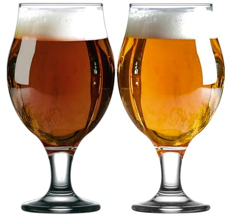 LAV Modern Copa Cerveza Cristal - Set 6 Vasos Belga 570ml 100% Sin Plomo, IPA Beer Glass With Tallo, Tulipa