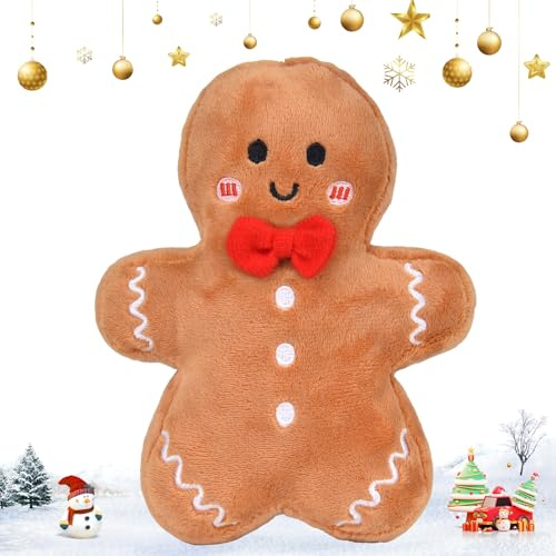 COLEESON Lebkuchen Kissen, 6 Zoll Weihnachtskissen Kuscheliges Plüschkissen, Weicher Weihnachtspuppe, Lebkuchenhaus Plüsch Puppe Ornament Weihnachts Dekoration Geschenk für Kinder Erwachsene
