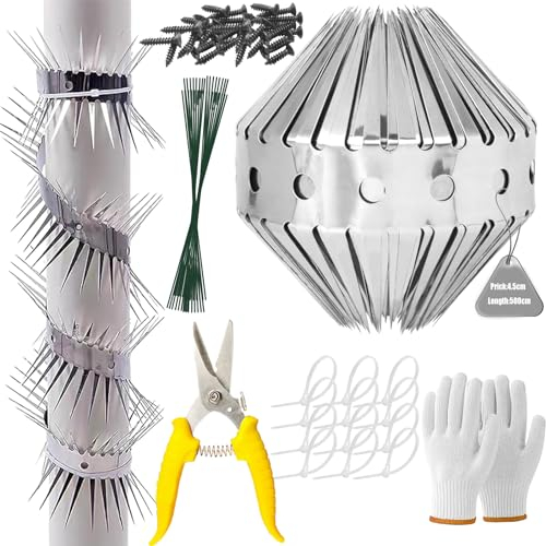 Gxlaihly Protezione per martore,Cintura Repellente per Gatti con Guanti e di Filo di Legatura, Cintura Anti-Martore per Tubi di Scolo,Cintura Repellente per Gatti,Repellente per Procioni (45 mm x 5 m)