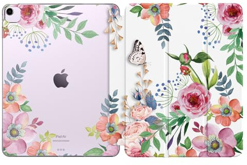 MoKo for iPad Air 13 inch Case M4/M3/M2 2026/2025/2024, iPad Air 13 Case with Soft Translucent Frosted TPU Back Shell, Slim Smart Folio Cover, Auto Wake/Sleep,Support Touch ID,Fragrant Flowers