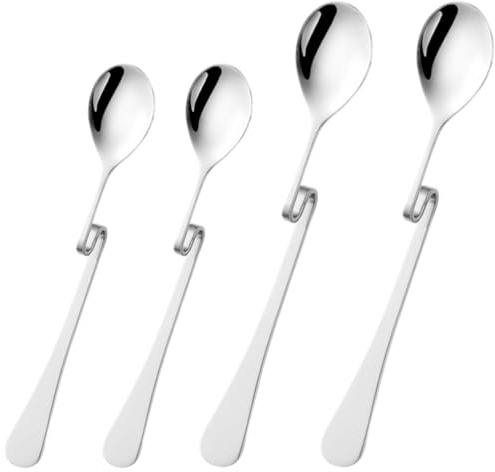 TOPBATHY Cuillères À Café En Acier Inoxydable S Forme Lot De 4 Ustensiles Incurvés Pour Remuer Café Thé Accessoires Pratiques 15.5 Cm