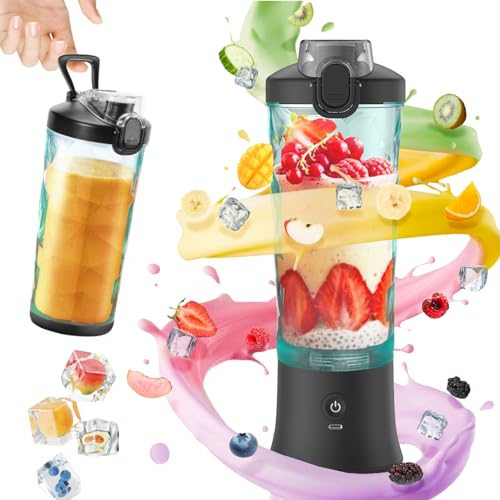 Idota Tragbarer Mixer 600ml, Mini Mixer Smoothie Maker mit 6 Klinge, USB Wiederaufladbar Portable Blender für Fitnessstudio, Büro, Camping und Reisen, Schwarz