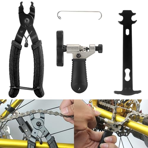 gzerma Kettennieter Fahrrad,Kettenschloss Zange und Kettenlehre Fahrrad, Fahrradkette Reparatur Set für 6-12 Fach Fahrradkette Werkzeug