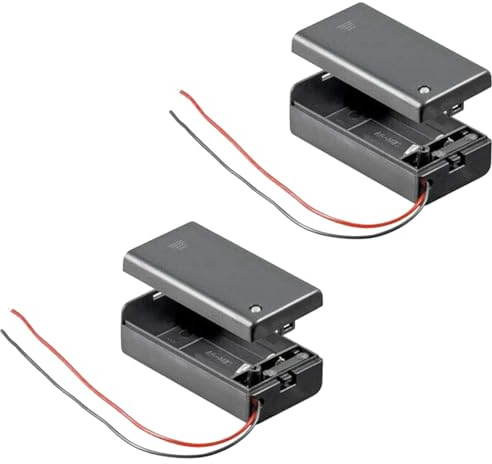 2 Stück Batteriefach Schwarz, 2 x 9V Batterie | Mit Geschlossenes Gehäuse, EIN- und Ausschalter, Für einfaches DIY-Ladegerät, Boards, Mikrocontroller, geführte Projekte