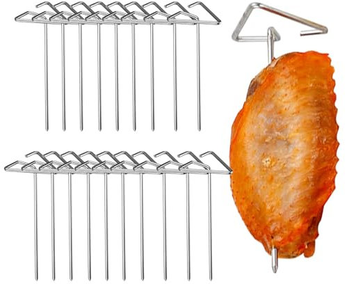 Esncddym Metallspieße Heißluftfritteuse,Luftfritteusen-Hähnchenspieße | 20 Stück Fleischspieße für vertikalen Grill - Wiederverwendbare Grillspieße, BBQ-Kebab-Spieße zum Grillen, Grillen, Kochen im