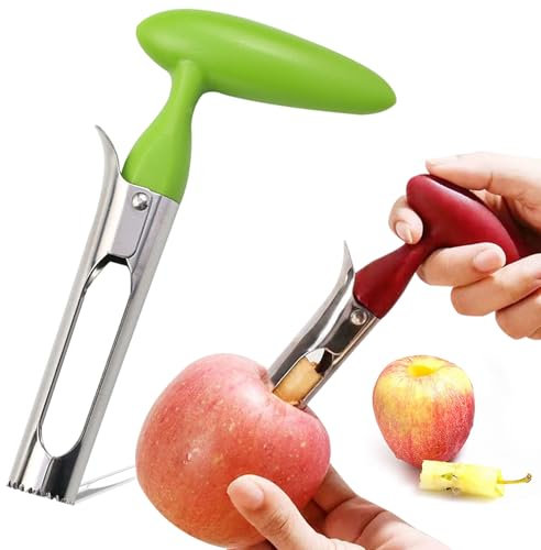 KASESSS 2 Pezzi Togli Torsolo Mela, Leva Torsolo Mela in Acciaio Inox, Levatorsoli Mela con Manico in PP e Lama Seghettata Toglitorsolo Mela Portatile Toglitorsolo Mela per Casa Ristorante Cucina