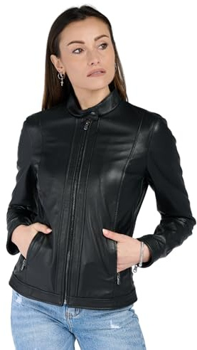 BARONE Giacca pelle donna, giubbotto donna in vera pelle foderato, Giubbotto pelle donna Made in Italy VIOLA