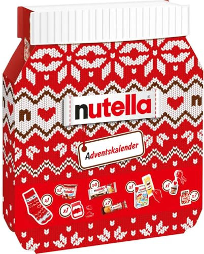 Nutella Adventskalender 2024, WERT 100€, 24 Geschenke Advent Kalender Brotaufstrich, für Kinder, Frauen & Männer, inkl. JUNG Cosmo Spray 100ml