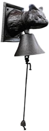 Sharplace Rustic Iron Doorbell Entry Door Bell Cat Head Antique Retro Vintage Outdoor Dinner Bell Hanging Bell for Farm Garden Indoor