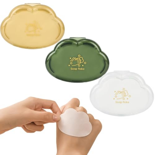 WeddHuis 150 Fogli di Sapone Mini 3 Scatole Sapone da Viaggio Portatile per Campeggio Viaggi Outdoor (Giallo + Verde + Chiaro)