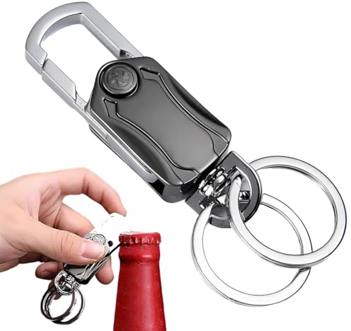 1 Pièce Porte clef multifonction,Hommes Porte-clés Voiture Mousqueton Décapsuleur Metal Ouvre-Bouteille Noire,porte clef,porte clef homme
