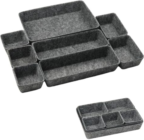 Yuecuu Schubladen Organizer Filz 8er-Set Schubladen Ordnungssystem Drawer Organizer für Büro Schublade, Schminktisch, Nachttisch, Schreibtisch
