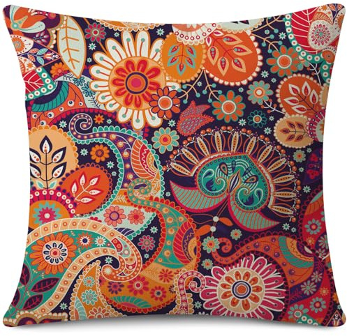 JOTOM Kissenbezug, 45 x 45 cm, Boho, Bohemian-Mandala, Dekor, abstrakte Blume, Kissenbezug, Heimdekoration, quadratischer Kissenbezug für Couch, Sofa, Bett, Wohnzimmer (abstrakte Blume, bunt)