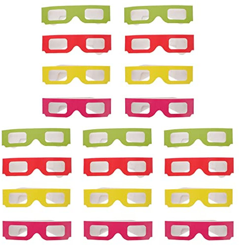 KONTONTY 3D-Brillen 20 Stück Kartonrahmen Kinder Erwachsene 3D-Filme Filme Spiele Pet Linse Leicht Tragbar Zuhause Kino
