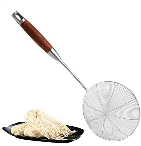 Colino a rete a forma di ragno, cucchiaio da cucina in acciaio inox, per friggitrice e pasta, mestolo per schiumarola