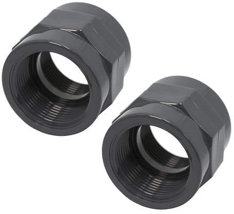 HAF 2X PVC Fittings Gewindemuffe mit 1 1/4 | Innengewinde x Innengewinde | Übergangsmuffe aus grauem PVC-U | PN16 für PVC Rohr, Schwimmbad, Poolverrohrung, Druckleitung, Rohrleitung, Pool & Teich